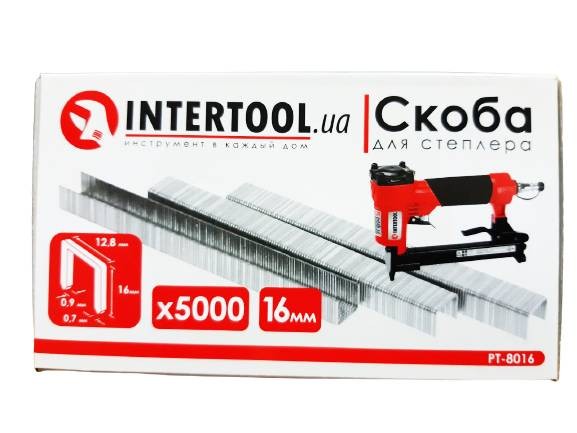 Скоба для степлера 16x12.8мм (0.9x0.7мм) 5000шт/упак. INTERTOOL PT-8016