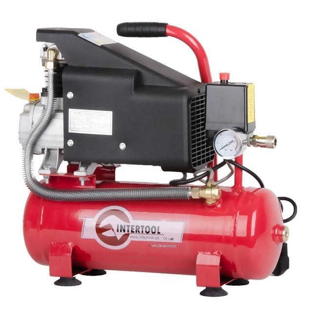 Компресор 9 л, 0.75 кВт, 220 В, 8 атм, 160 л/хв INTERTOOL PT-0002