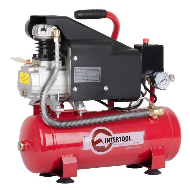 Компресор 9 л, 0.75 кВт, 220 В, 8 атм, 160 л/хв INTERTOOL PT-0002