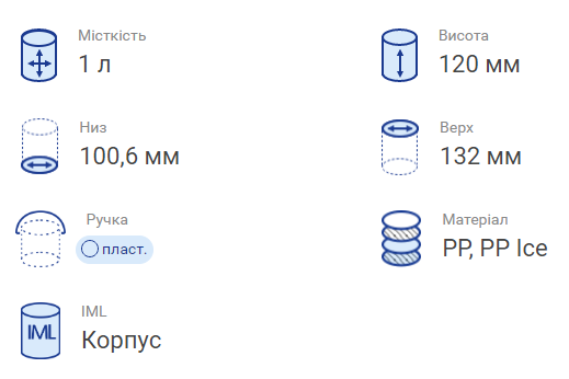 Ємність з кришкою та ручкою 1000 мл Т3
