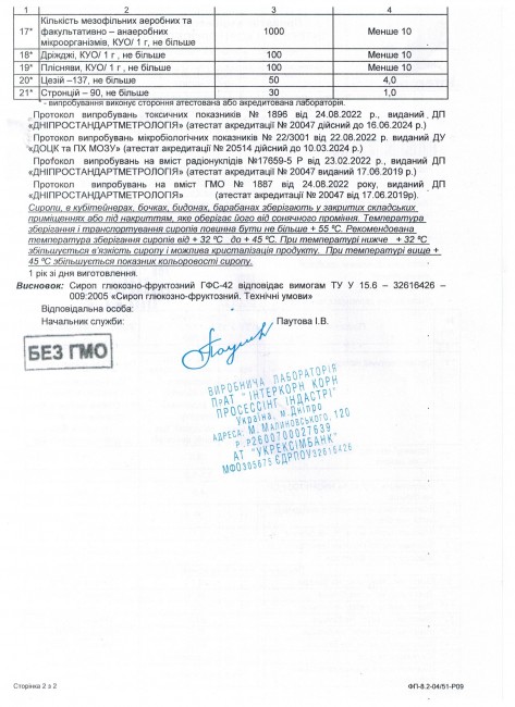 ГФС-42 Глюкозно-фруктозний сироп наливом САМОВИВОЗ