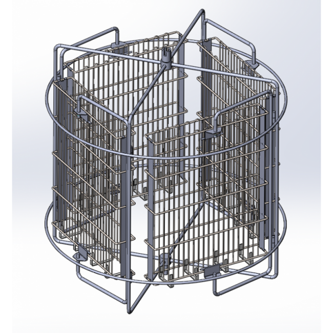 Медогонка 4-х рам. поворотна, бак, деталі ротора, касети зварені – нерж, кран – нерж. (М5005)